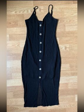 Express Black Button-Down Midi Dress